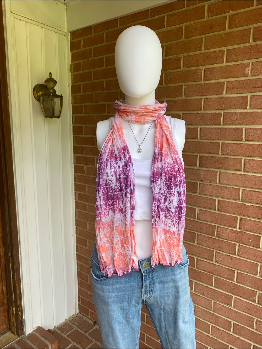 Lightweight Bright Ombré Pink Purple Typography Word Print wrap Scarf